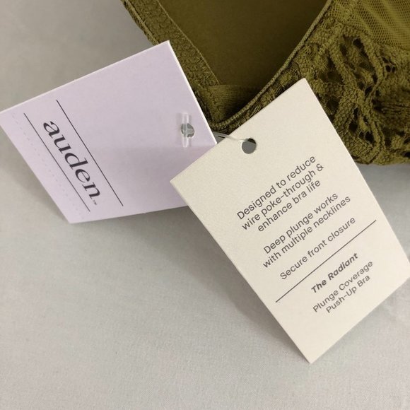 Auden Bra The Radiant Plunge Push-Up Lace Front Closure Lace Overlay Green 32D - Picture 4 of 5